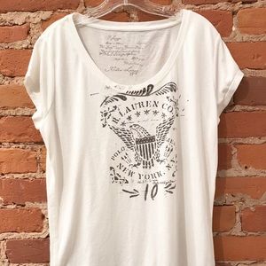 Ralph Lauren Metallic Print Grunge Graphic Tee